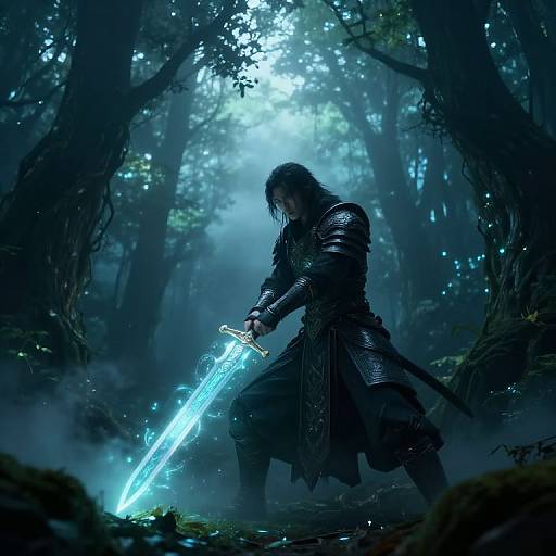 Ancient Warrior in Enchanted Forest