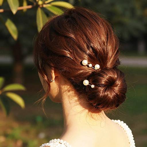 Elegant Glossy Buns with Pearl Pins