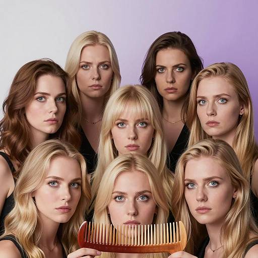 Seven Blonde Women with Intense Expressions