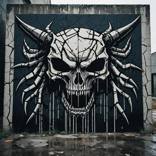Demonic Skull Street Art Mural