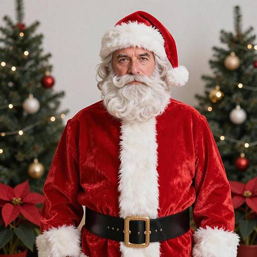 Middle-Aged Man in Classic Santa Costume