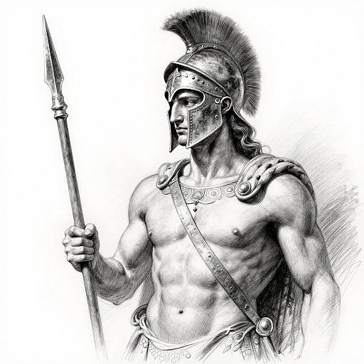 Sketchy Achilles with Spear and Helmet