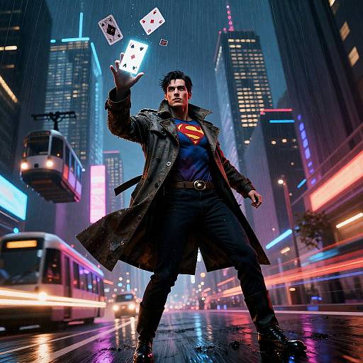 Cyber-Noir Street Magician Superhero