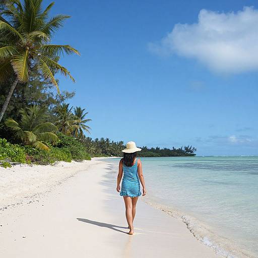 Woman Walking on Aitutaki Beach