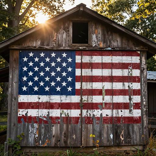 Rustic 52-Star US Flag on Barn