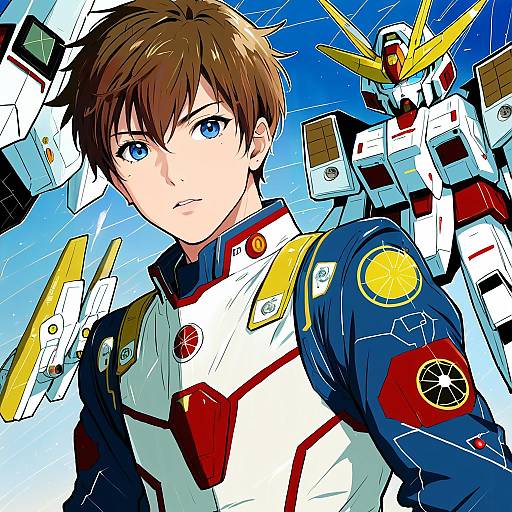 Illustration of Amuro ray, gundam in the style of Kinona