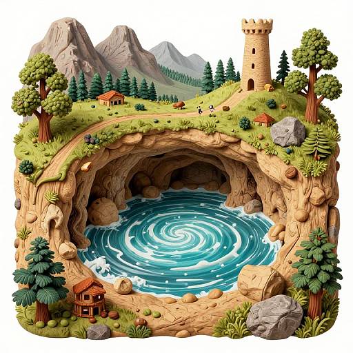 Dante's Inferno Inspired Scenic Illustration