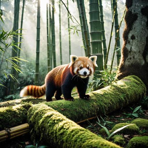 Red Panda in Bamboo Forest