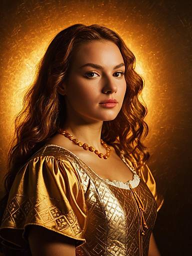 Woman in Gold Renaissance-Style Dress