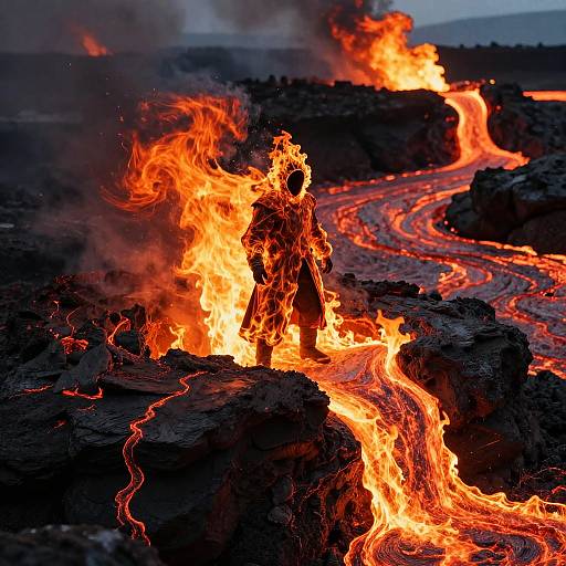 Fire Mage Amidst Magma Eruptions