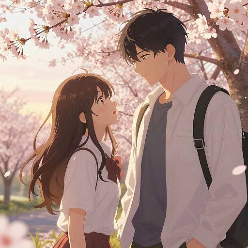 Romantic Visual Novel Cherry Blossom Scene