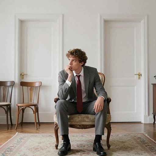 Pensive Man in Thoughtful Setting