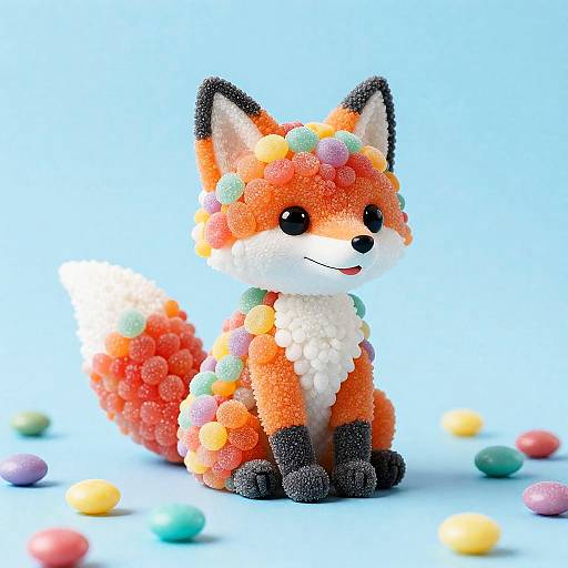 Colorful Candy Fox Sculpture
