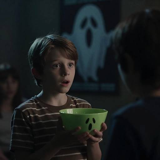 Surprised Boy Confronts Shadowy Figure