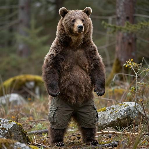 Anthro Kermode Bear Photorealistic Front View