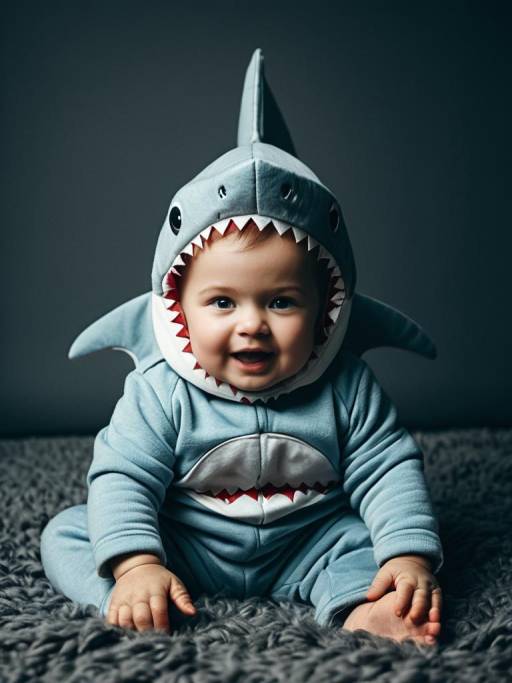 Adorable Baby in Shark Costume Portrait