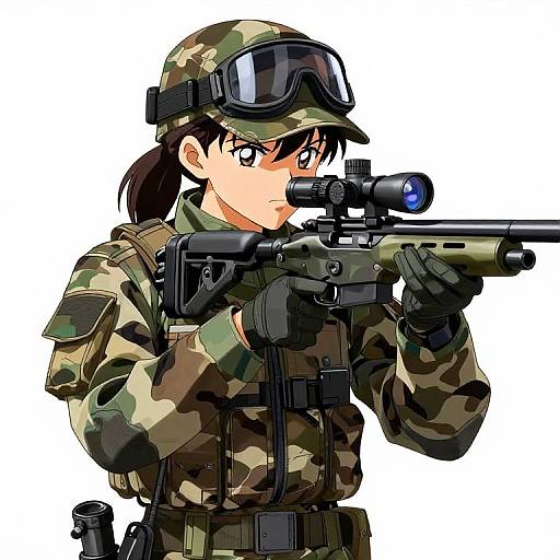 Anime Female Sniper in Camouflage