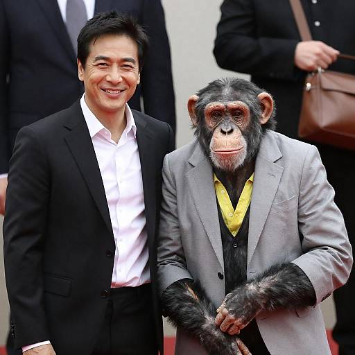 Man and Chimpanzee in Blazers