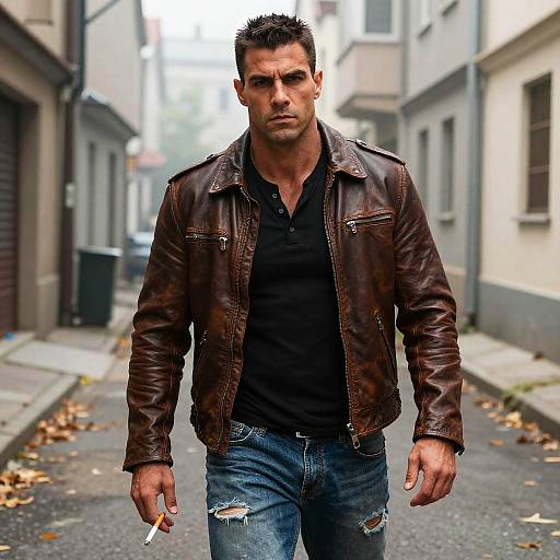 Muscular Man in Urban Alley