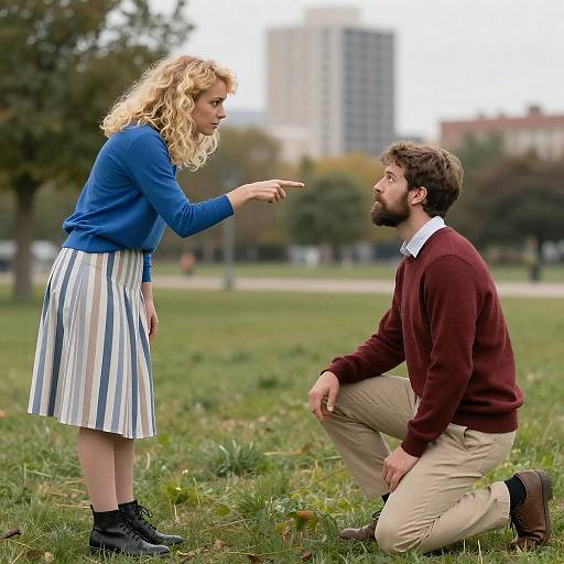 Emotional Connection in a Grassy Field