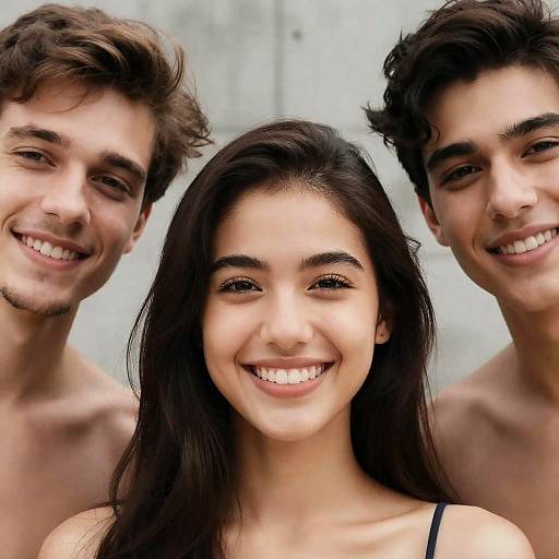 Close-Up Portrait of Three Smiling Friends