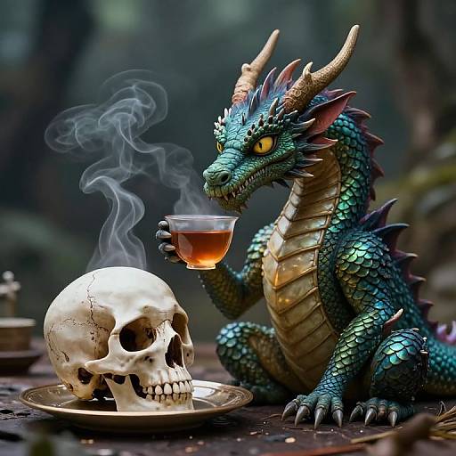 Dragon Contemplating Ancient Wisdom