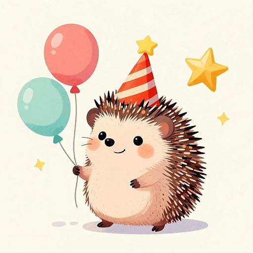 Festive Cartoon Hedgehog Celebration