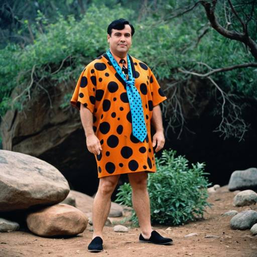Man in Fred Flintstone Inspired Outfit