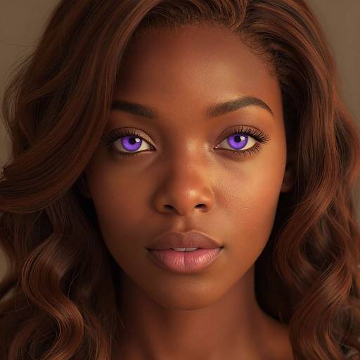 Hyperrealistic Portrait of Violet-Eyed Woman