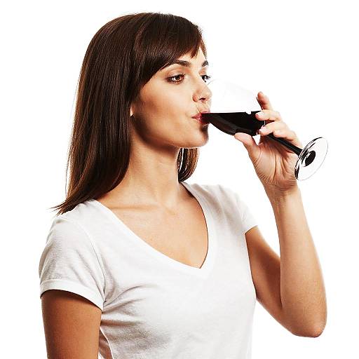 Profile Portrait of Woman Sipping Wine