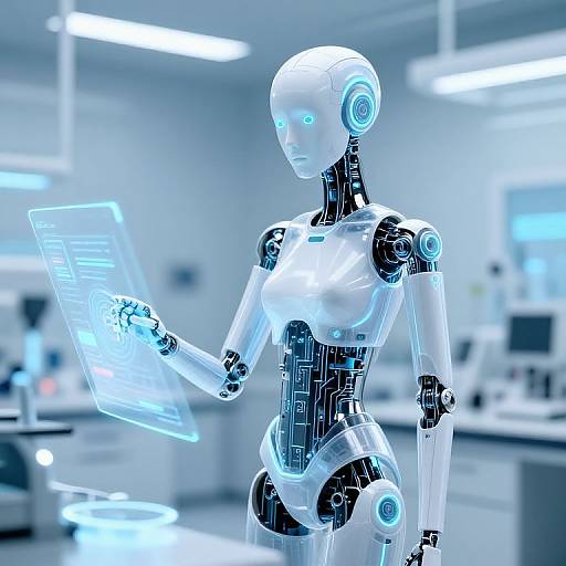 Slim AI Android in Futuristic Lab