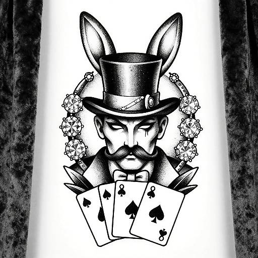 Vintage Magician Tattoo Illustration
