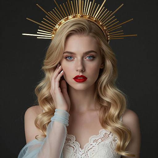 Ethereal Blonde Woman with Crown