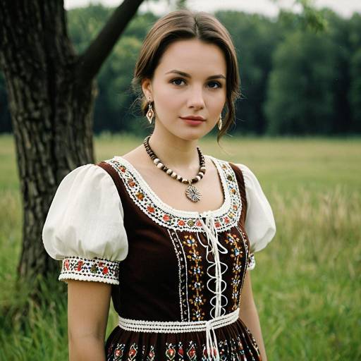 Elegant Polish Girl in Traditional Outfit