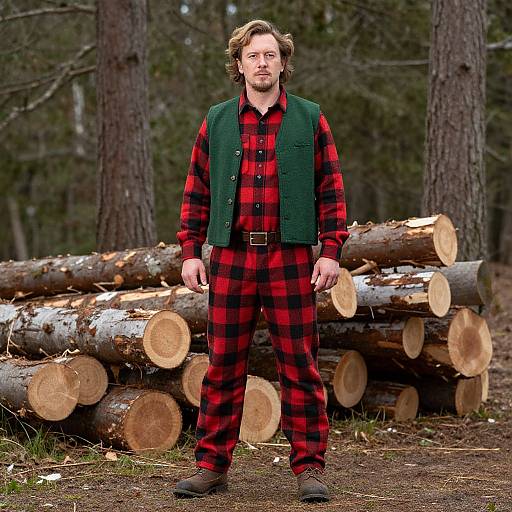 Traditional Lumberjack in Forest Scene