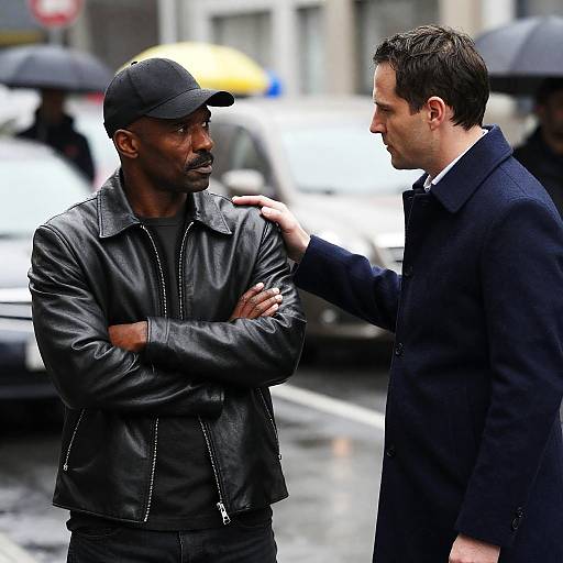 Two Men in Intense Urban Conversation