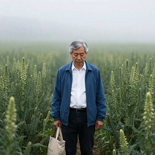 Misty Landscape: Middle-Aged Man Portrait