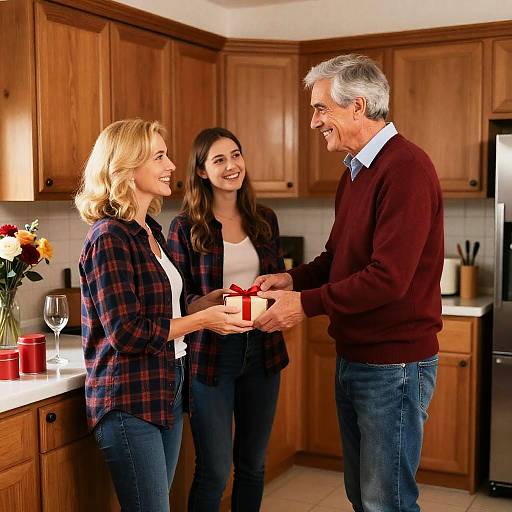 Warm Family Moment in Cozy Kitchen