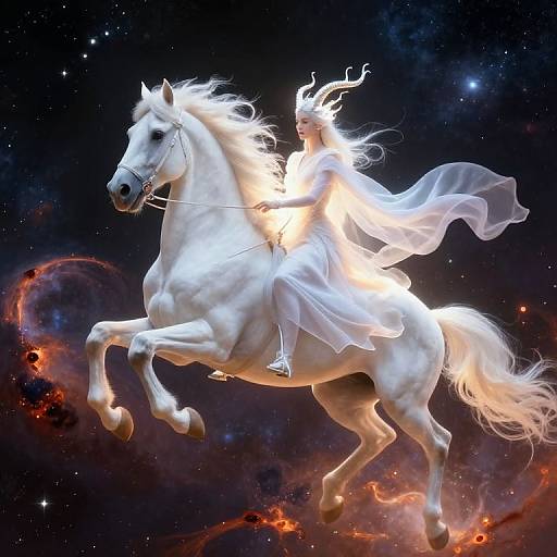 Celestial Rider Across Cosmic Nebula