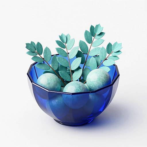 Contemporary Faceted Glass Bowl Still-Life