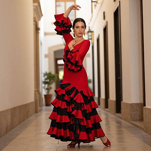 Elegant Spanish Flamenco Dress Pose