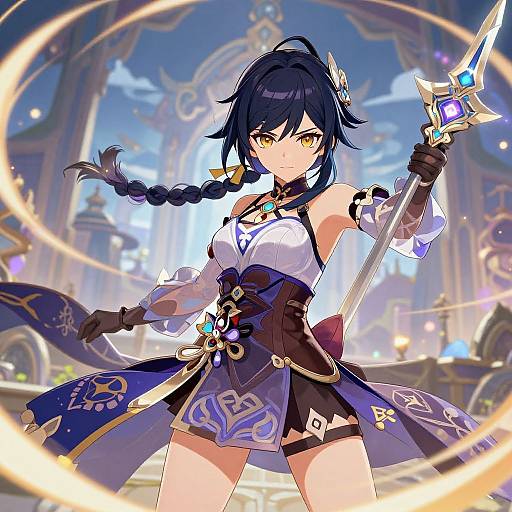 Genshin Impact Girl with Mystical Weapon