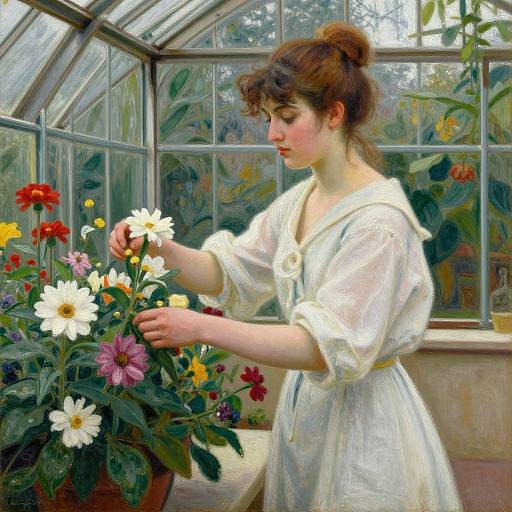 French Woman Arranging Flowers 1884