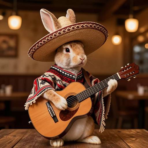 Photorealistic Rabbit Musician in Cantina