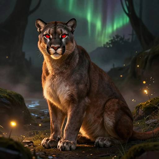 Fluffy Anthro Mountain Lion Portrait