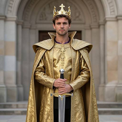 Regal King Knight in Golden Armor