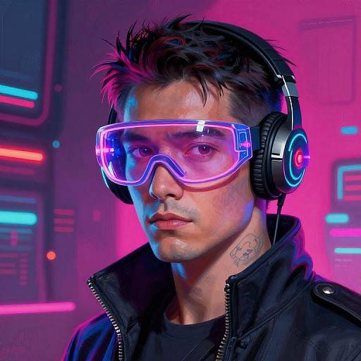 Neon Cyberpunk Programmer Portrait