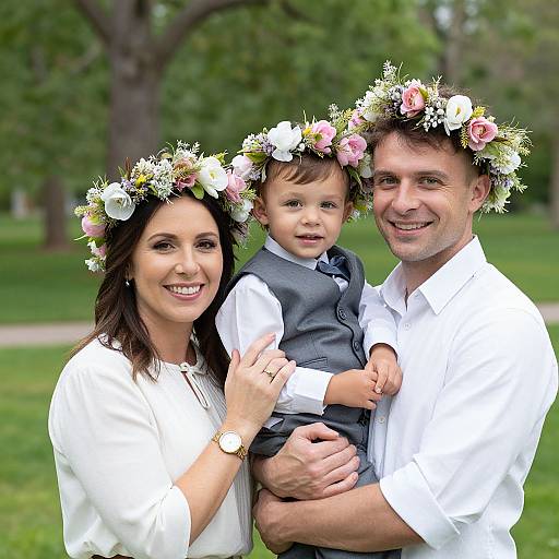 Floral Crown Family Portrait in Park