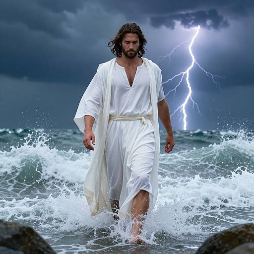 Man Walking on Stormy Waters