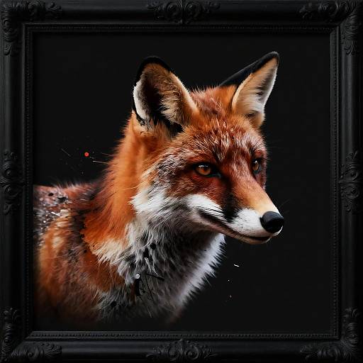 Artistic Fox Portrait in Ornate Frame